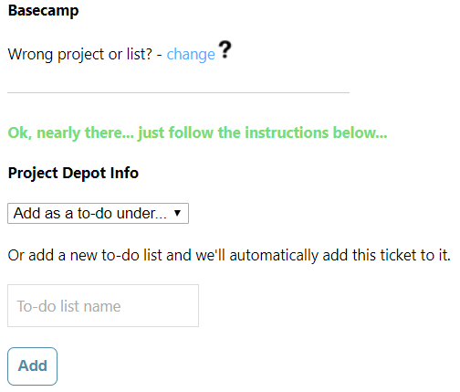 Screenshot of EvantoDesk Basecamp Integration