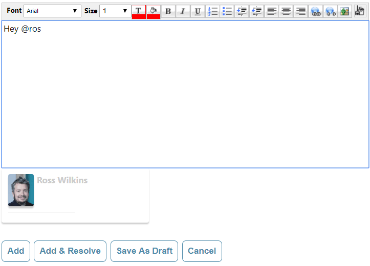 Screenshot of EvantoDesk Adding Note functionality